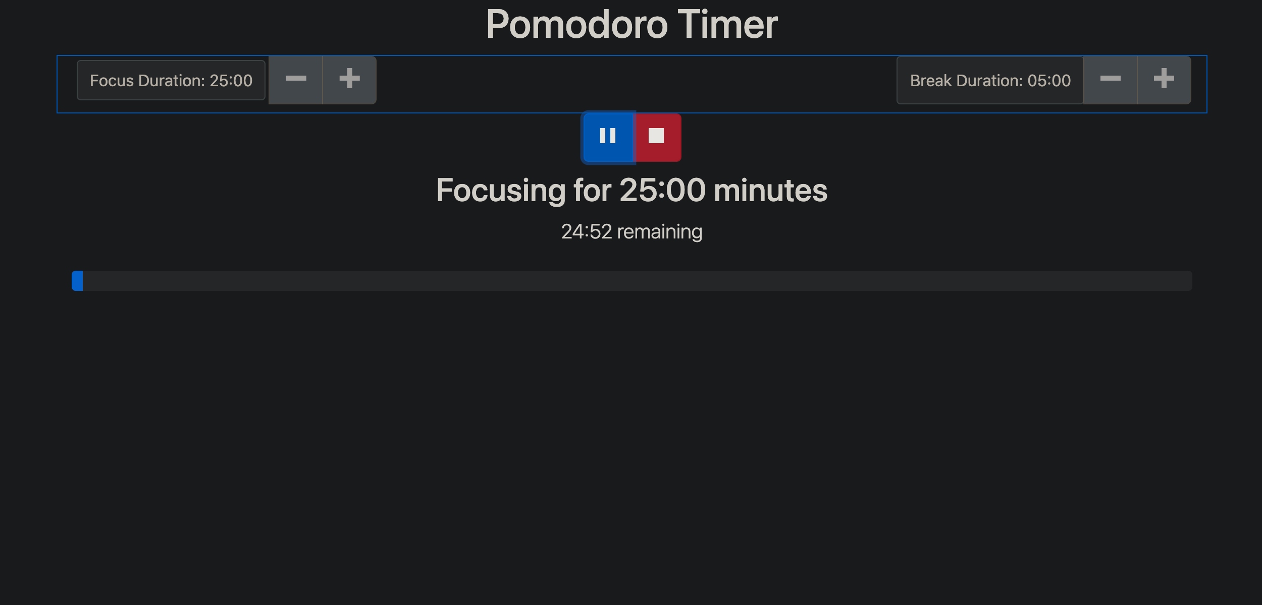 Pomodoro Timer Screen Shot